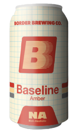 Baseline Amber NA — Border Brewing Company's non-alcoholic amber ale can