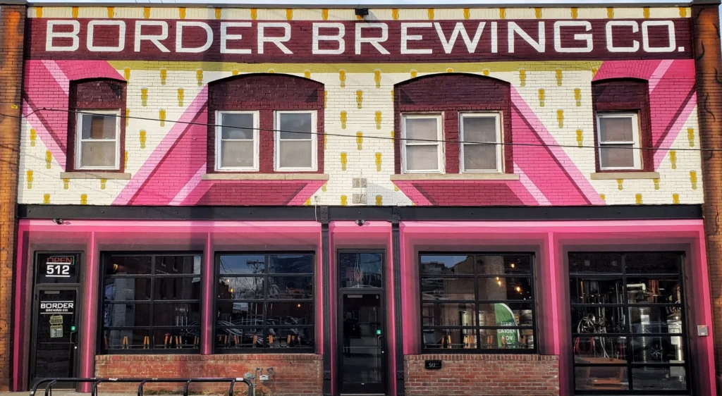 Front of Border Brewing Company in the Crossroads Arts District, Kansas City
