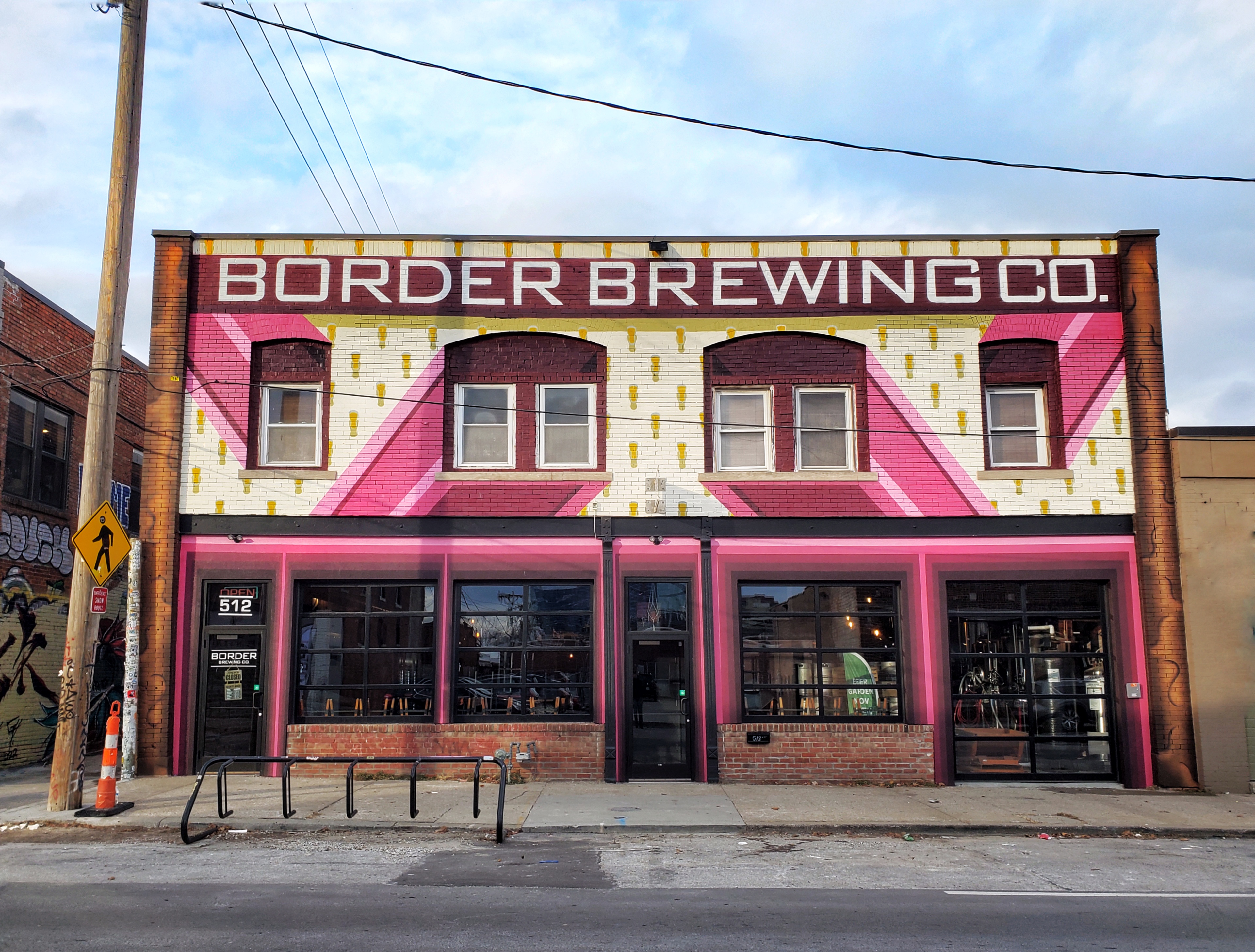 Border Brewing Company storefront on East 18th Street in Kansas City's Crossroads Arts District