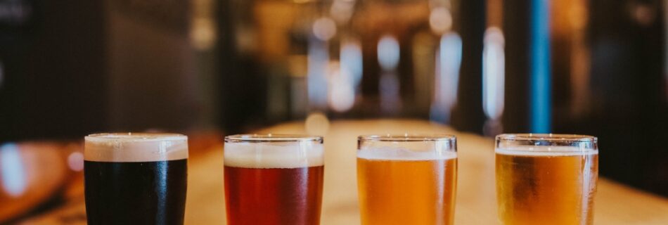 A selection of Border Brewing Company beers ready to taste in the Crossroads Art District in Kansas City, MO
