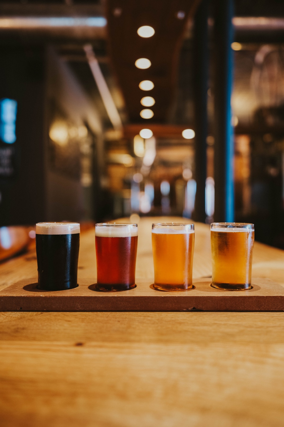 A selection of Border Brewing Company beers ready to taste in the Crossroads Art District in Kansas City, MO