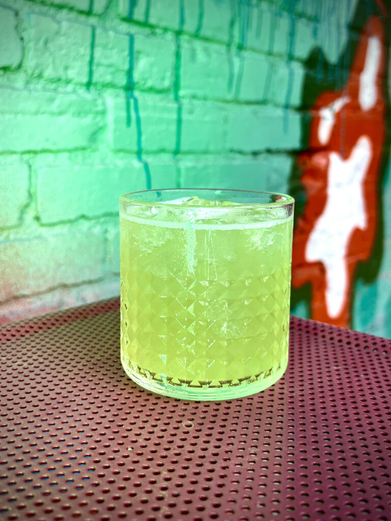 Amazing lime green cocktail from Border Brewing Company in KC