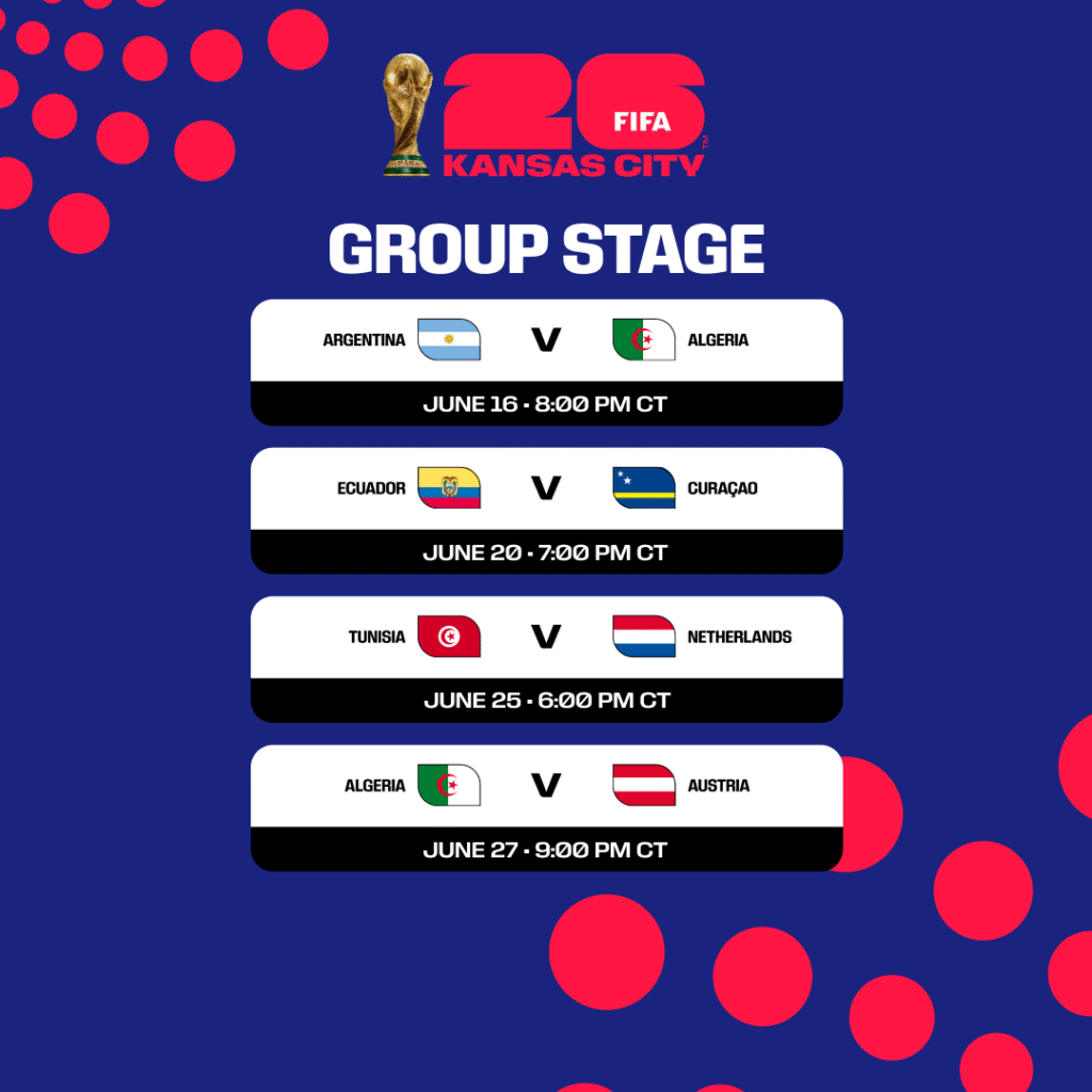 Group Stage Fixtures for World Cup 2026 Games in KC
